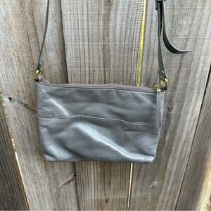 Fossil Gray Leather Crossbody Bag